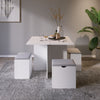 Mondeer 5PC Wooden Dining Table Set 4 Stools Soft Cushion Space Saving White