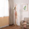 Beech Wooden Standing Coat Rack 8 Hooks Wood Tree Stand Coat Hat Handbag Rack