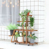 Portable Rolling Wooden Plant Stand Multi-Layer Flower Display Shelf Storage UK