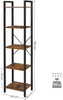Tall Narrow Bookcase Vintage Industrial Display Unit Slim Rustic Storage Cabinet