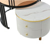 Round Nesting Coffee Table Set W/ 2 Drawer White Side Tables with Storage