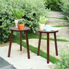 2 Set Classic Small Side Table Wooden Plant Stand For Balcony Living Room Garden