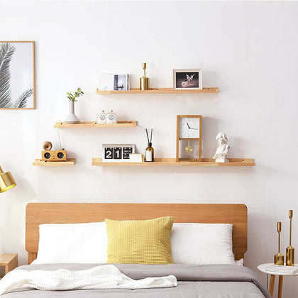 Wooden Floating Shelf Space Saving Floating Wall Shelves Display Shelf Bookshelf