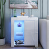 HIgh Gloss Cabinet Cupboard Sideboard Tall Display Unit White Matt RGB LED Light