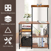 4-Tier Industrial Kitchen Baker’s Rack Utility Storage Shelf w/ Basket & Hooks