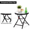 3 PCS Garden Bistro Set Rocking Padded Folding Chairs Round Glass Coffee Table