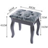 Retro Dressing Table Chair Silver Grey Seat Makeup Vanity Stool Curved Wood Legs