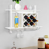 Wall-Mounted Wine Rack Wooden Wine Bottle Holder for 6 Bottles & 6 Wine Glasses