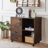 Rolling Office Filing Cabinet File Storage Sideboard Printer Stand Shelf Brown