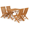 5 Piece Garden Dining Set Solid Teak Wood F7Y0