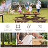 8-Person Outdoor Wooden Round Picnic Table Garden Circular Picnic Bear Table