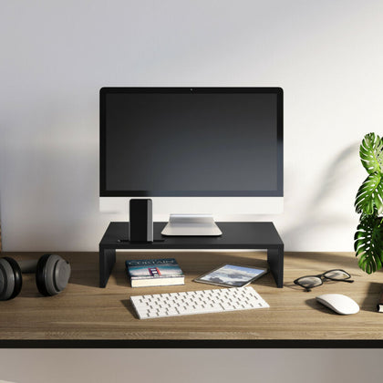 Monitor Stand Black TV Laptop Computer Riser Desktop Home Office Keyboard Shelf