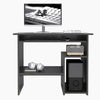 Black Compact Small Computer Desk PC Table Keyboard Tray Storage Shelf Corner
