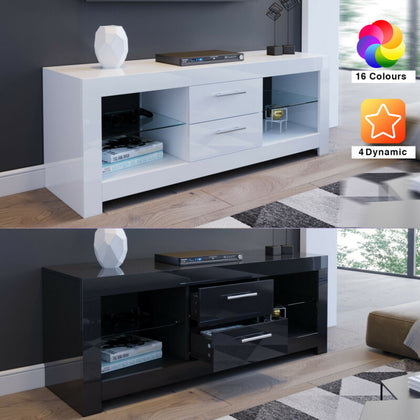 Modern LED TV Stand Unit Cabinet Living Room Set Entertainment High Gloss Doors