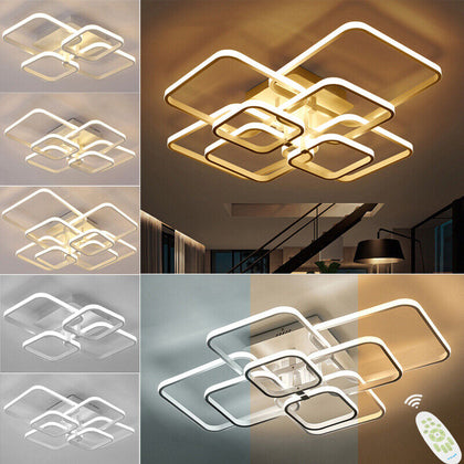 Modern LED Ceiling Light Bedroom Living Room Dimmable Pendant Lamp With Remote