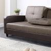 Sofa Bed Faux Leather with Cup holder and Armrests 3 Seater Black Brown Ash Grey