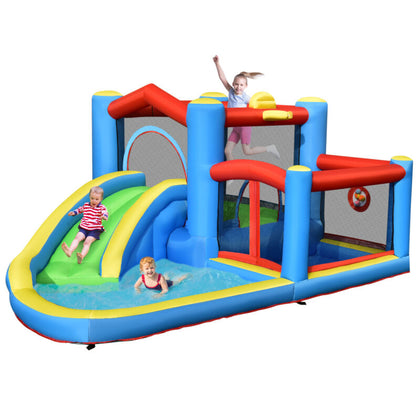 Kids Bounce House Inflatable Bouncy Castle w/Water Slide Wet Dry Combo Slide