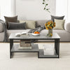 Modern Faux Marble Coffee Table 2-Tier Rectangular Accent Table Chic Cocktail