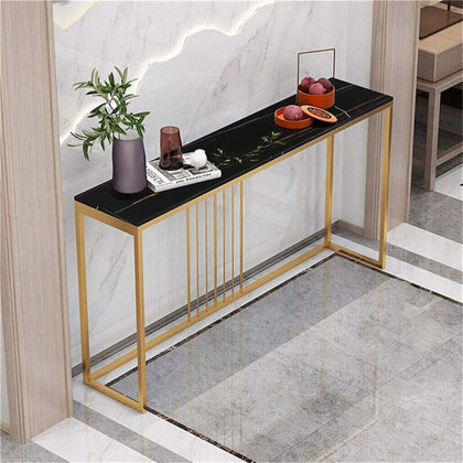 120cm Long Industrial Marble Console Table Entryway Porch Table Wall Pub Table