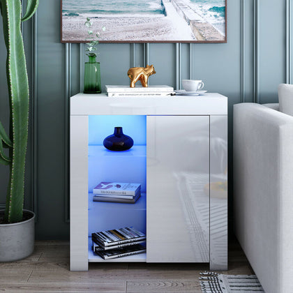 Display Cabinet Cupboard High Gloss Door FREE LED - Home Living Room Furniture