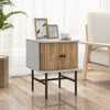 Wood Sofa Side Table Nightstand Compact End Table Storage Cabinet w/Sliding Door