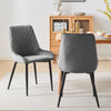 2x Ergonomic Grey Velvet Soft Padded Dining Chairs Set Metal legs Home Chair
