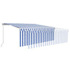 Manual Retractable Awning with Blind 4x3m Blue&White W8R7