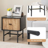 Wood Sofa Side Table Nightstand Compact End Table Storage Cabinet w/Sliding Door