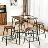 5-piece Bar Table Set Pub Dining Table Set w/Counter Height Backless Stools