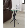 Round Sofa Side Table With Tempered Glass Top Living Room Furniture Coffee Tea
