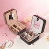 Small Portable Jewellery Box Organizer PU Leather with Mirror for Ring Necklace