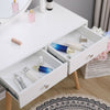 Vanity Dressing Table Makeup Desk w/ Round Mirror&2 Drawers,Stool White Bedroom