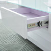 2 Drawers High Gloss 8mm Tempered Glass Coffee Table White End Table Living Room
