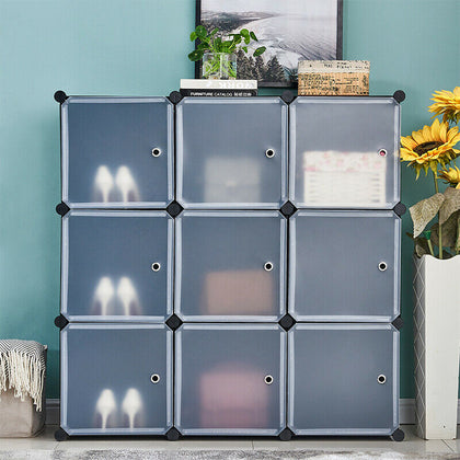 9 Cubes DIY Modular Closet Cabinet Bookcase Storage Display Unit Organizer Doors