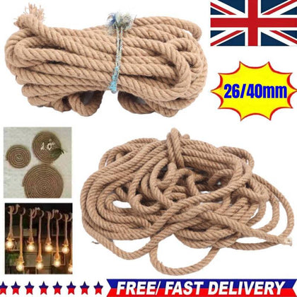 98 Feet Natural Jute Hemp Rope Thick Twine String For DIY Cat Scratcher 26/40mm