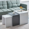 Nest of 3 Coffee Tables White High Gloss Side End Table Set Living Room Grey BLK