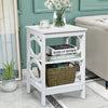 3-Tier Multifunctional Nightstand Stable Sofa Bed Side Table with Storage Shelf