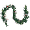 Flexible 270cm (9ft) Christmas Garland with lighting Snow Tips Berries & Cones