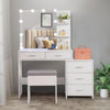 Dressing Table Stool Set with LED Mirror Cabinet Drawer Shelves Makeup Table