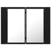 Bathroom LED Mirror Cabinet with 2 Storage Shelves Black Furniture 60x12x45 cm