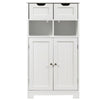 Bathroom Floor Cabinet Wooden Storage Cupboard with Adjustable Shelf & Doors