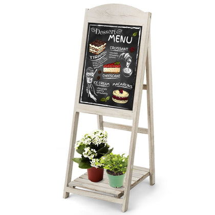 Foldable Vintage Chalkboard Wooden Easel Message Board A-frame Easel Blackboard