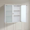 Wall Mounted Cupboard Bathroom Storage Shelf Floating Cabinet Glass Double Doors