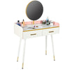 Modern Dressing Table Stool Bedroom Vanity Set Makeup Desk W/ Mirror & 2 Drawers