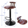 2 PU Breakfast Bar Stools Leather Seat Pub Style Vintage Wood Swivel Adjustable