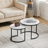 Set of 2 Modern Nesting Coffee Table Round Accent Cafe Table White Marble Effect