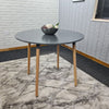 Dining Table Set Of 4 Round Grey Dining Table And 4 Grey Velvet Tufted Chairs
