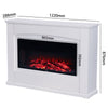 White Electric Fireplace Heater Log Flame Effect Standing Mantelpiece Suite 34''