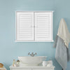 Bathroom Wall Cabinet with Double Shutter Door Hanging Storage Organiser White
