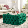 Vintage Green Velvet Buttoned Footstool Chesterfield Button Design Square Stool